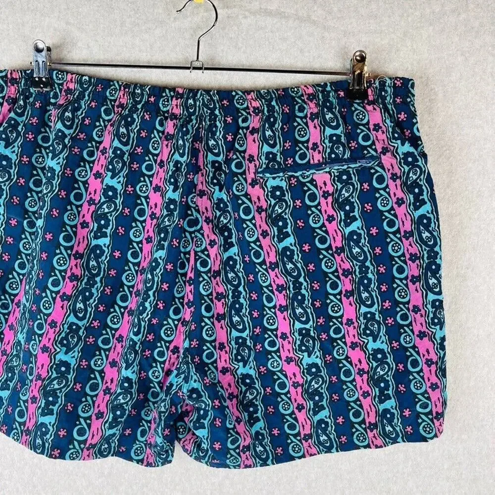 Winners Men Sz Large Vintage Swim‎ Trunks Lined Pockets Blue Abstract